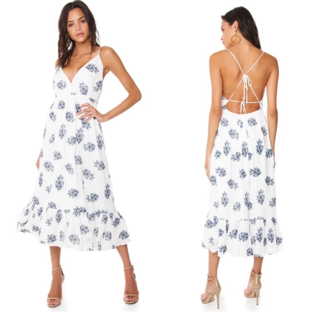 Blue Life Baylee white blue blossom embroidered midi dress Size XS - Picture 6 of 10